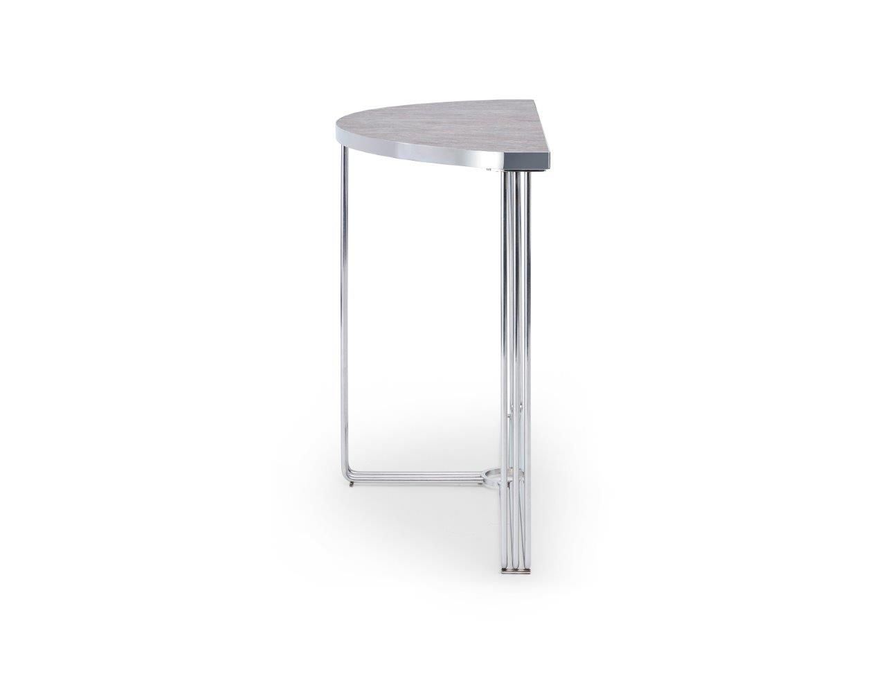 Gillmore Space Finn Demi Lune Console Table Dark Stone Top & Polished Chrome Frame