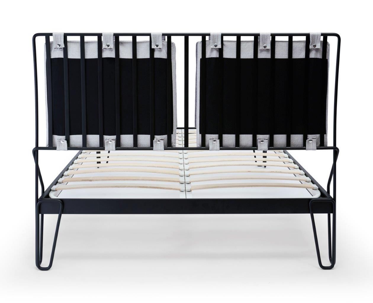 Gillmore Space Finn King Bed Silver Upholstered & Black Frame