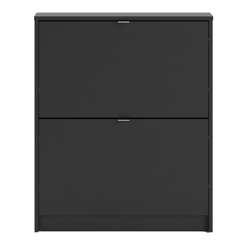 Axton Choctaw Shoe Cabinet With 2 Tilting Doors And 1 Layer In Matt Black