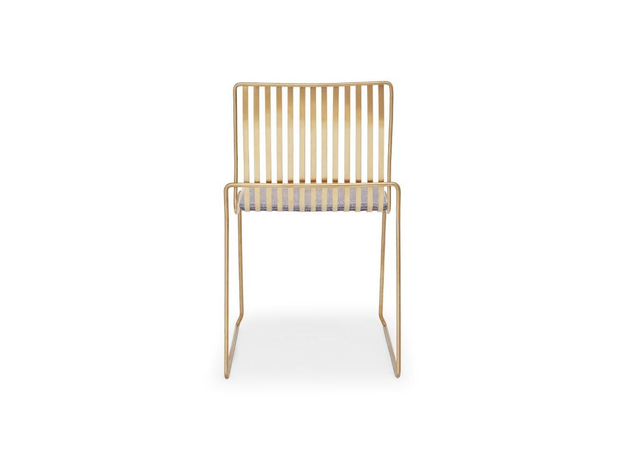Gillmore Space Finn Stacking Dining Chair Pewter Grey Upholstered & Brass Frame