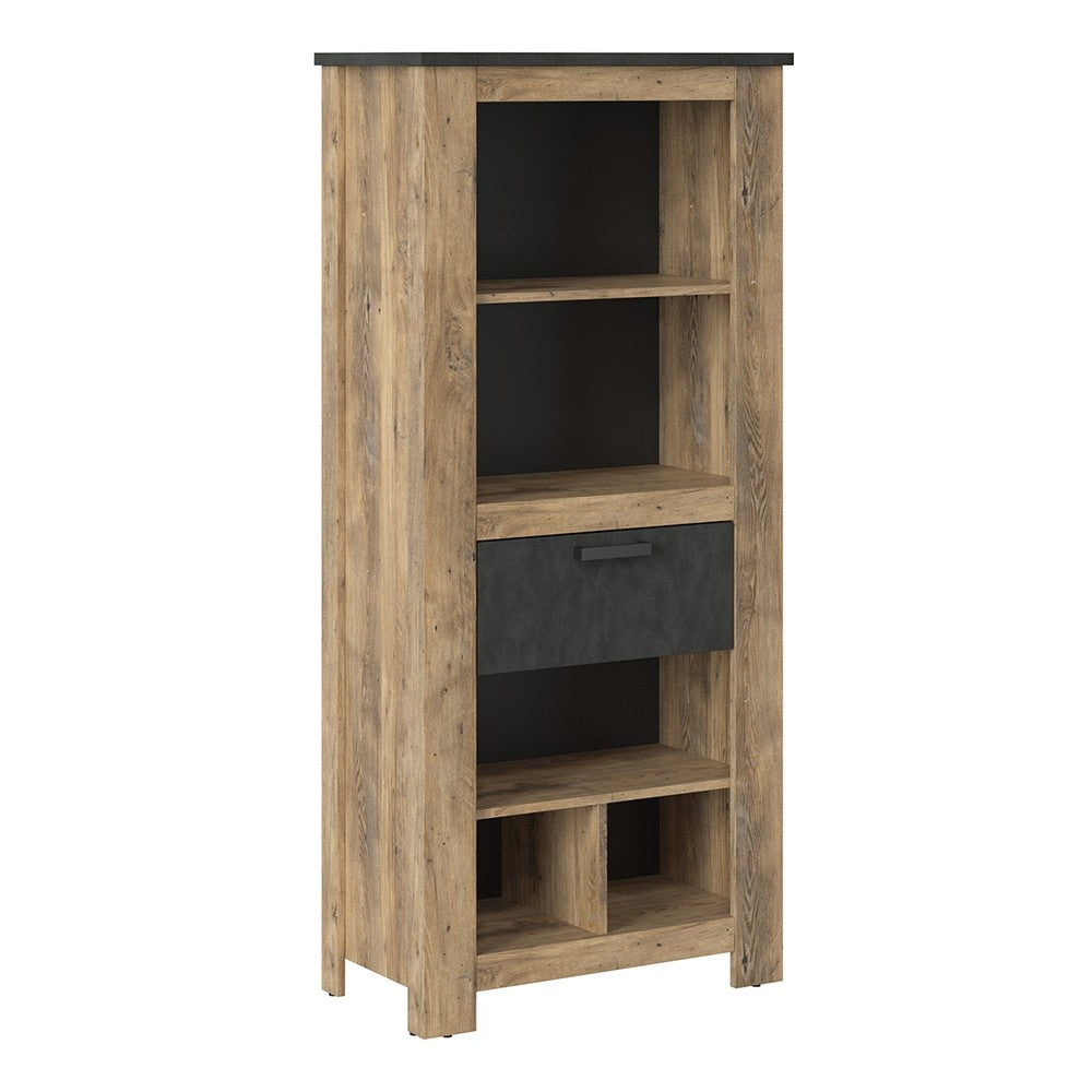 Axton Marlo 1 Drawer Bookcase In Chestnut And Matera Grey