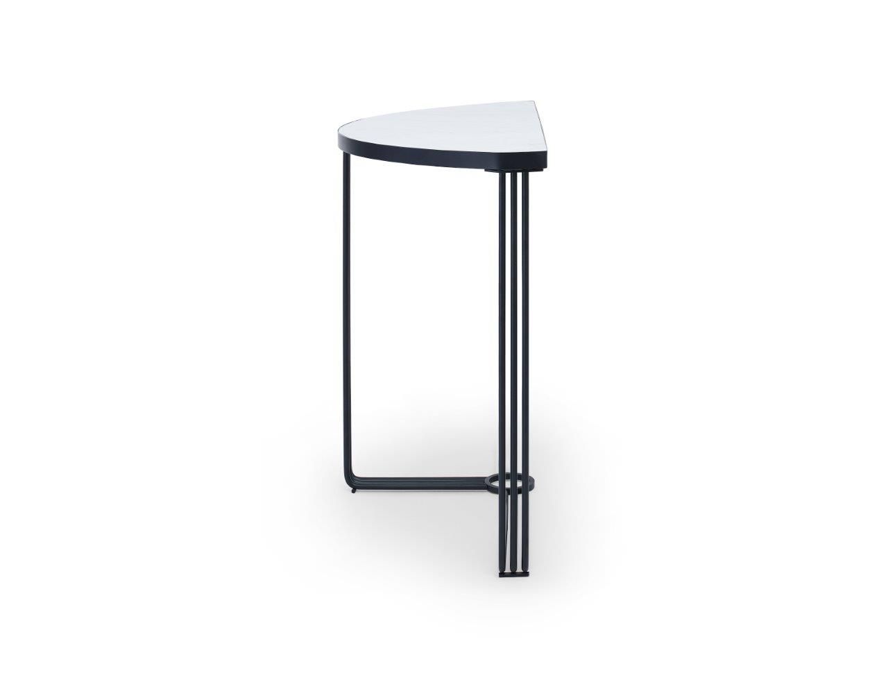 Gillmore Space Finn Demi Lune Console Table White Marble Top & Black Frame
