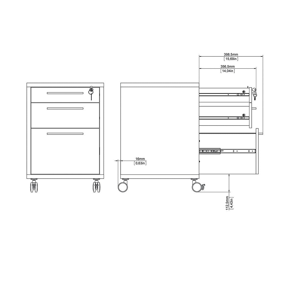 Axton Trinity Mobile File Cabinet In White