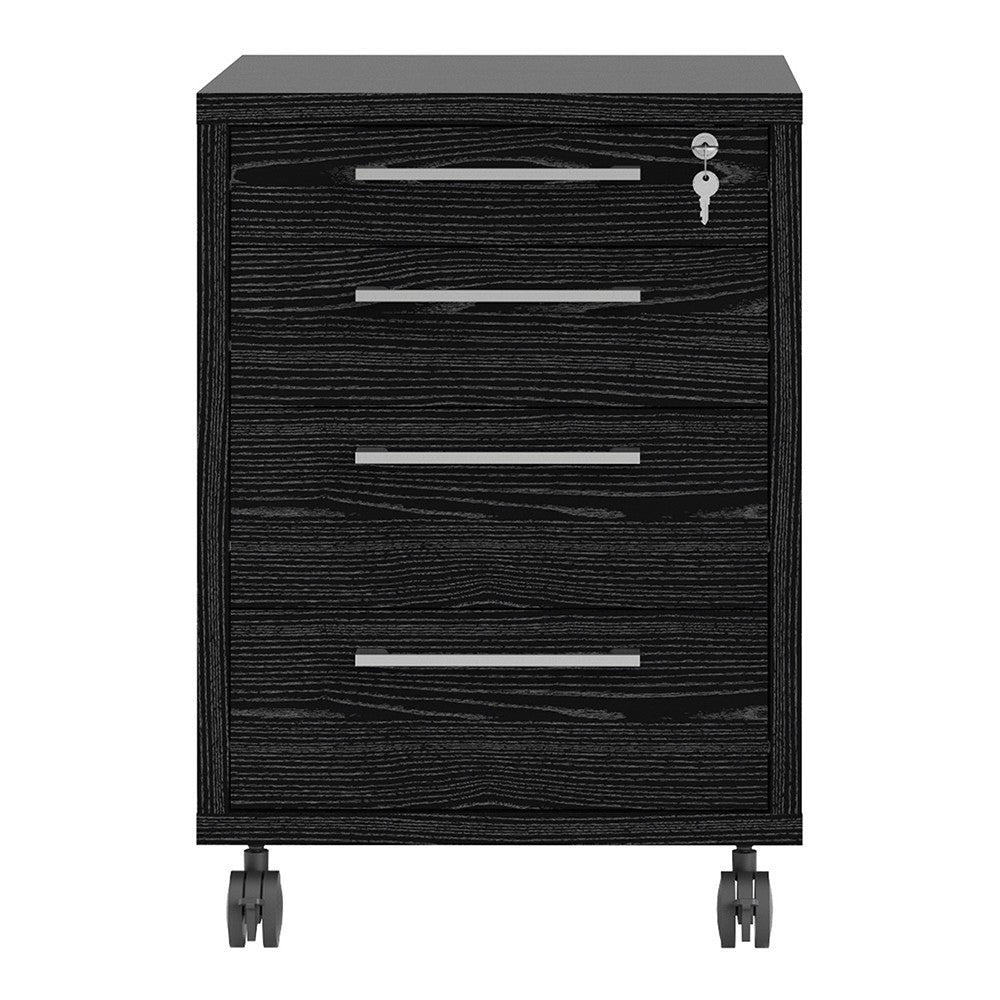 Axton Trinity Mobile Cabinet In Black Woodgrain