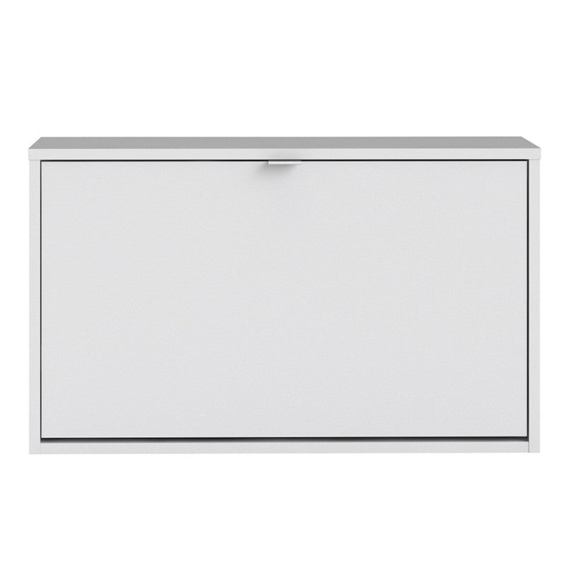 Axton Choctaw Shoe Cabinet with 1 Tilting Door And 2 Layers In White