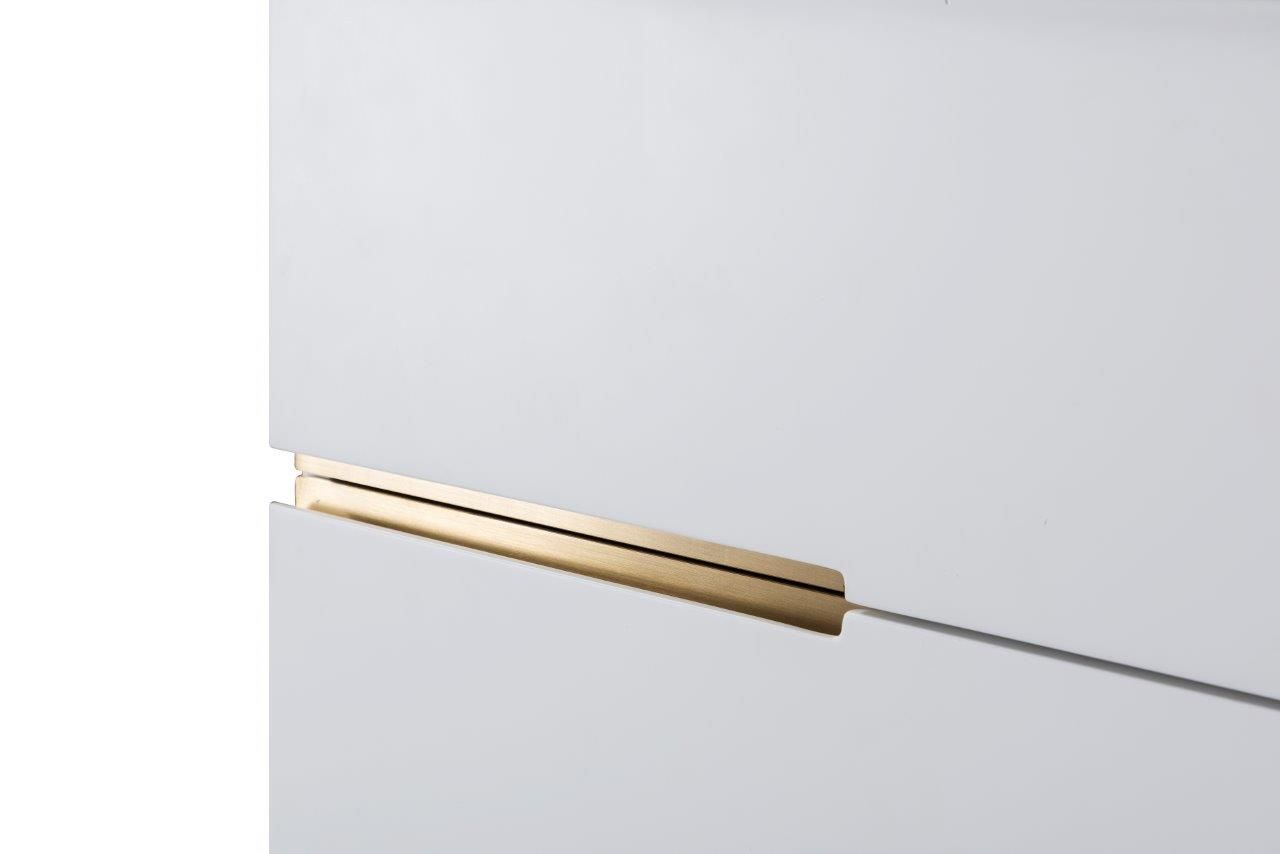 Gillmore Space Alberto Six Drawer Tall Narrow Chest White With Brass Accent