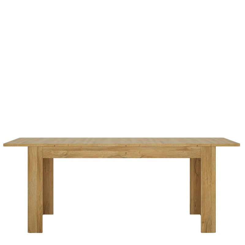 Axton Bronxwood Extending Dining Table in Grandson Oak + 6 Milan High Back Chair Grey.