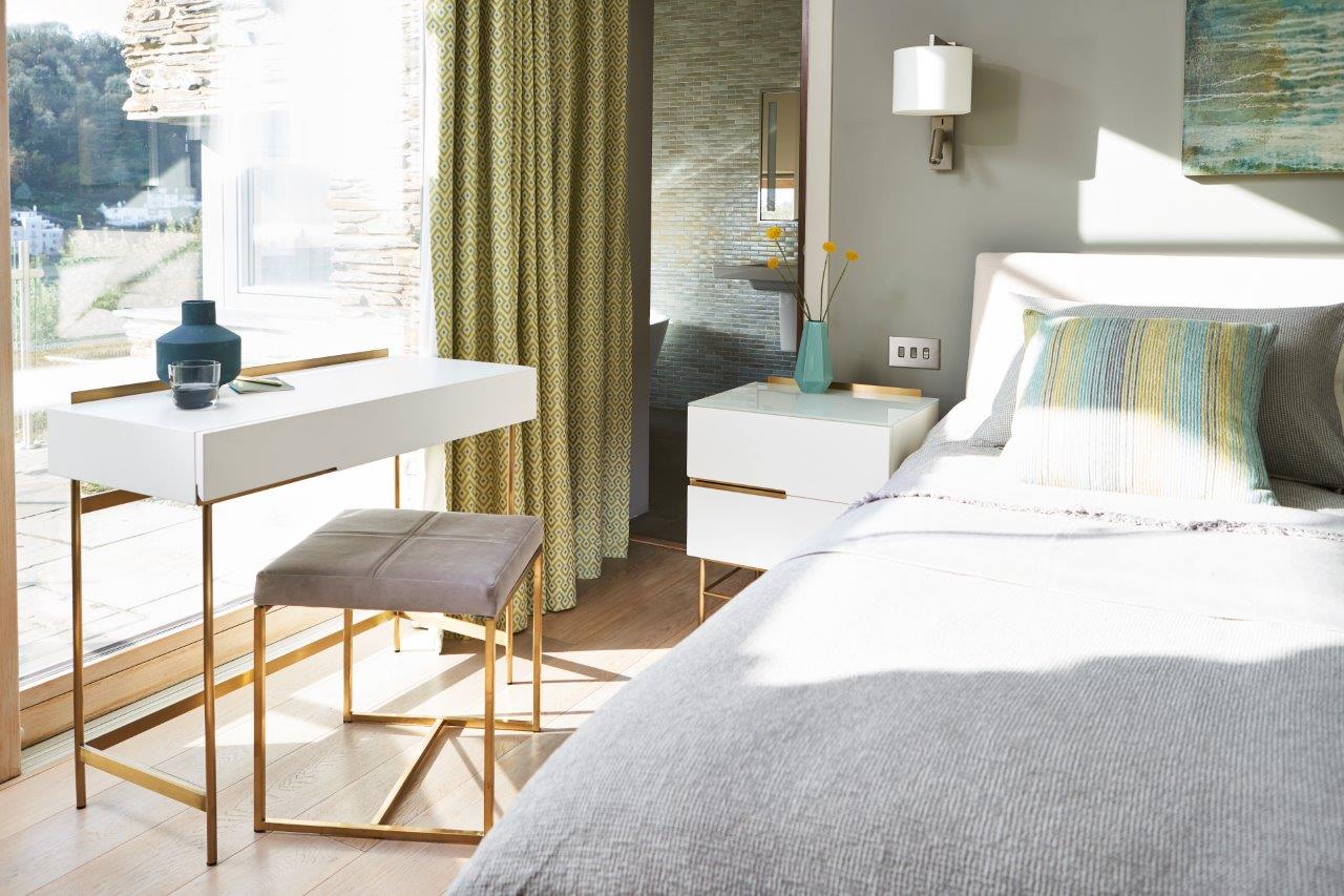 Gillmore Space Alberto Dressing Table White With Brass Accent