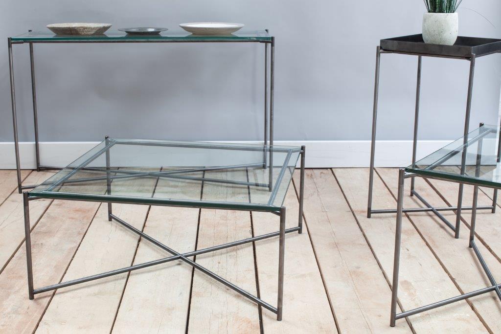 Gillmore Space Iris Square Coffee Table Clear Glass Top