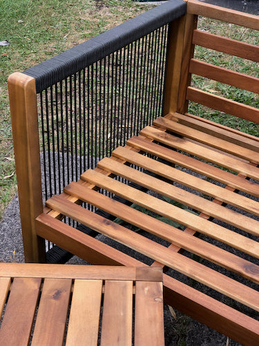 Aspen Solid Acacia Wood Bench Seat 2 chairs and Coffee Table Garden Furniture Set