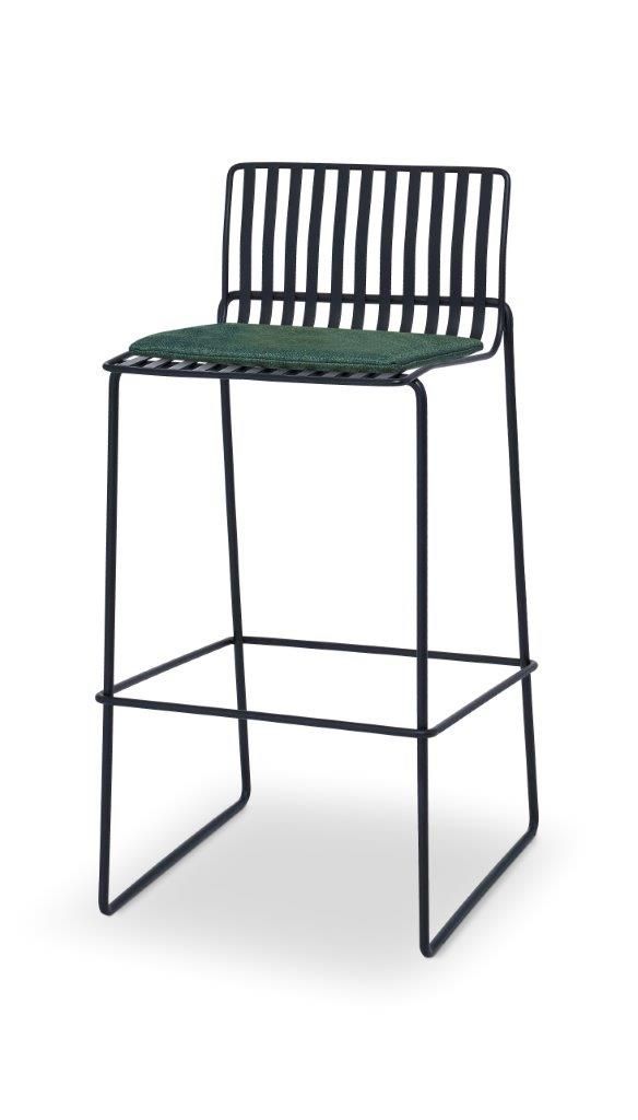 Gillmore Space Finn Bar Stool Conifer Green Upholstered & Black Frame
