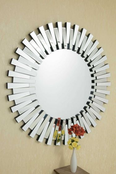 Carrington All Glass Stylised Large Round Mirror 120 x 120 CM