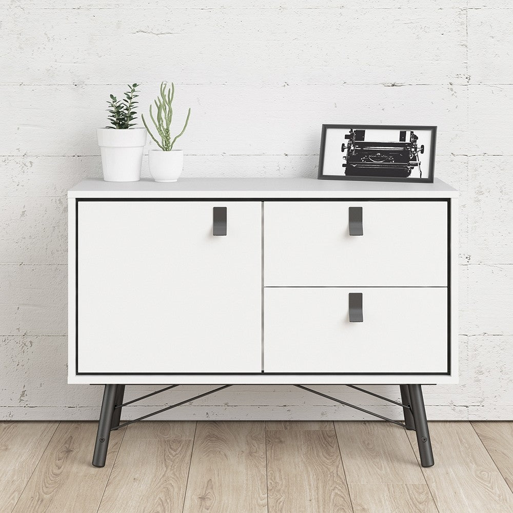 Axton Longwood Sideboard With 1 Door + 2 Drawers In Matt White