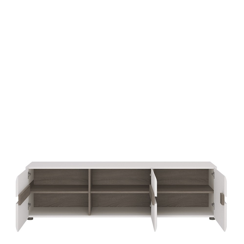 Axton Norwood Living Wide 3 door TV Unit In White With A Truffle Oak Trim