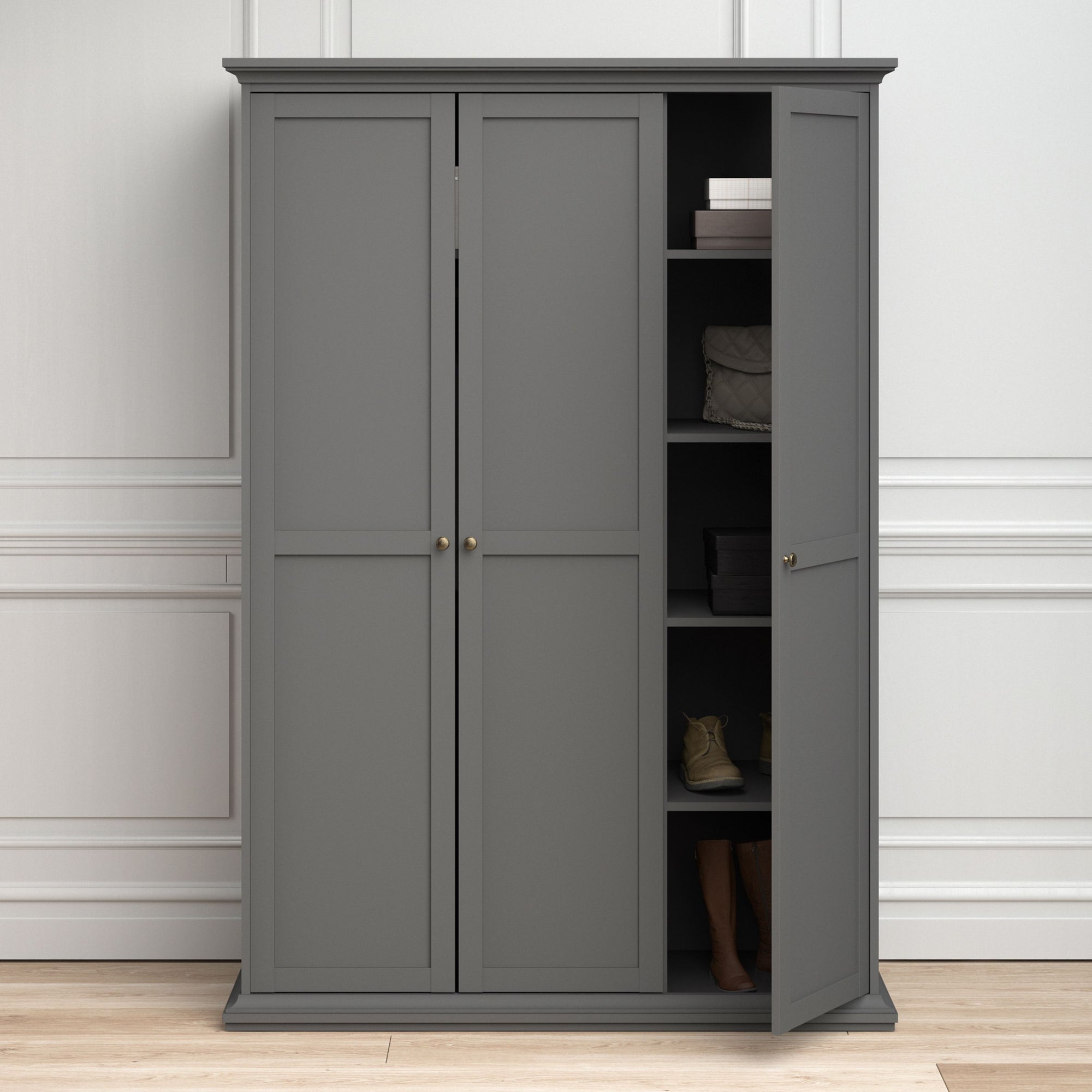 Axton Westchester Wardrobe With 3 Doors in Matt Grey
